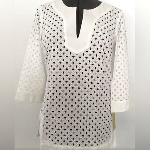 MICHAEL KORS…Eylelet 3/4 Sleeve Top